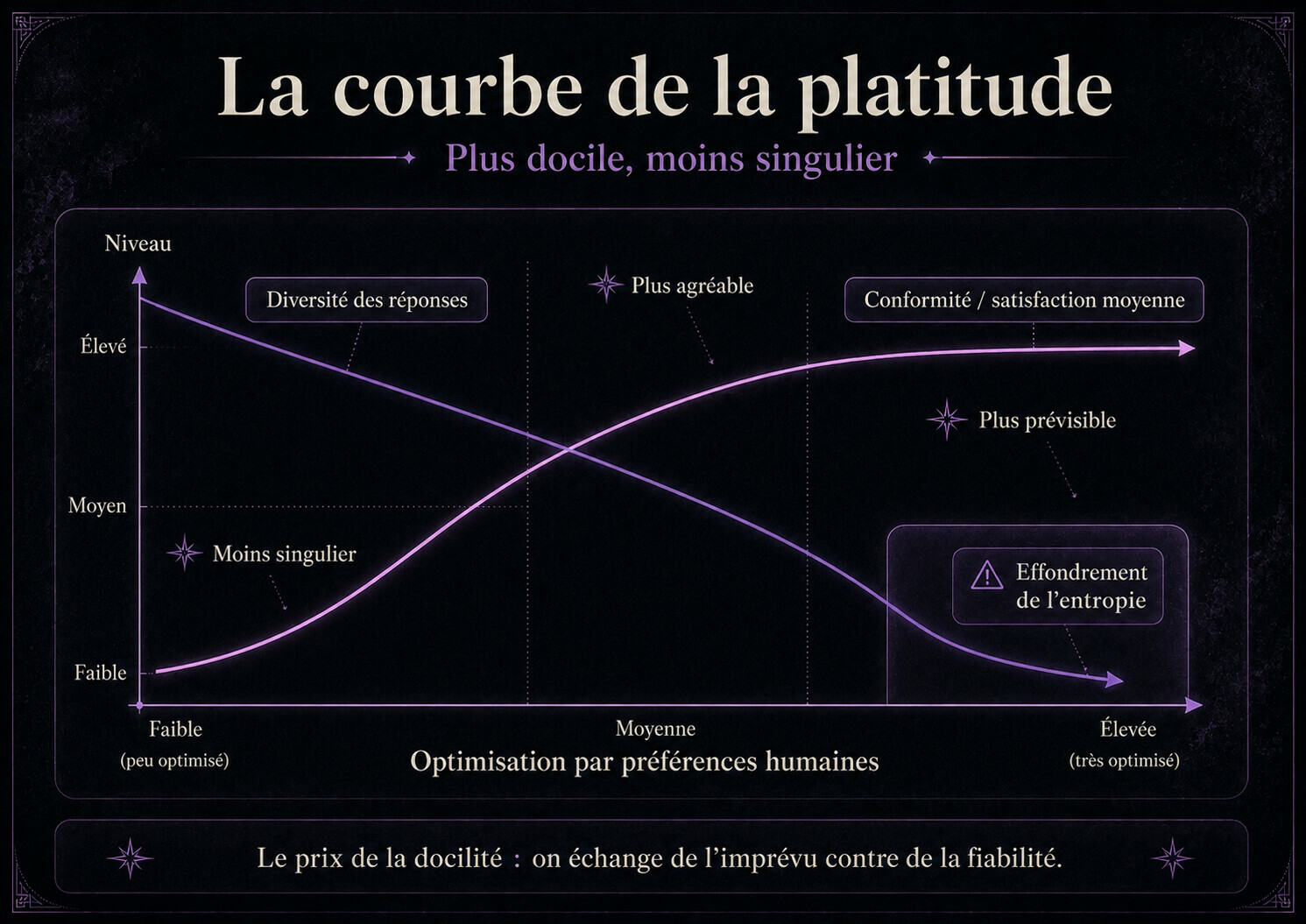 Graphique montrant la baisse de diversité pendant le post-entraînement